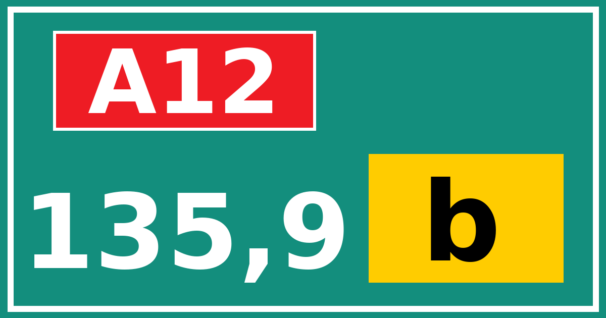 Hectometerbord A12 135,9 letter b