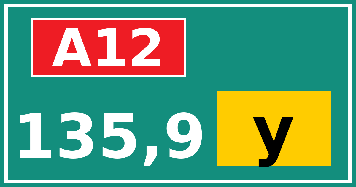 Hectometerbord A12 135,9 letter y