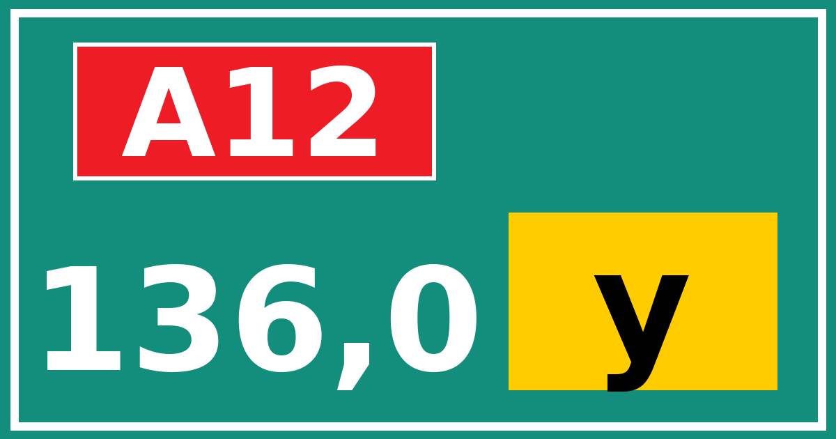 Hectometerbord A12 136,0 letter y