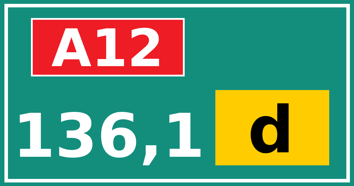Hectometerbord A12 136,1 letter d