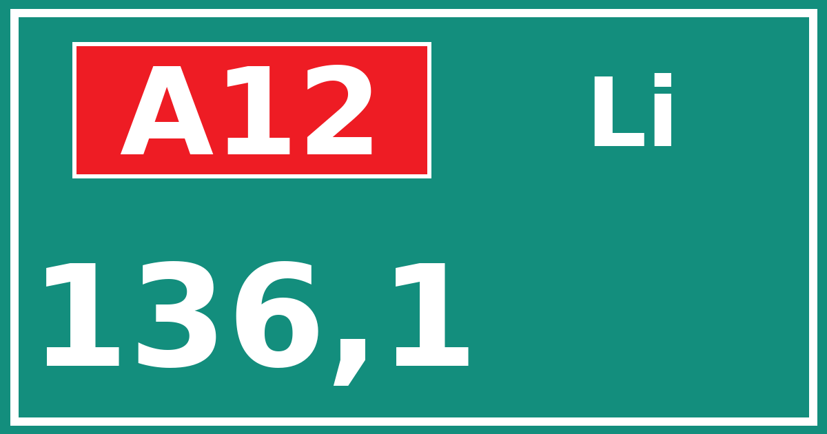 Hectometerbord A12 136,1 zijde Li