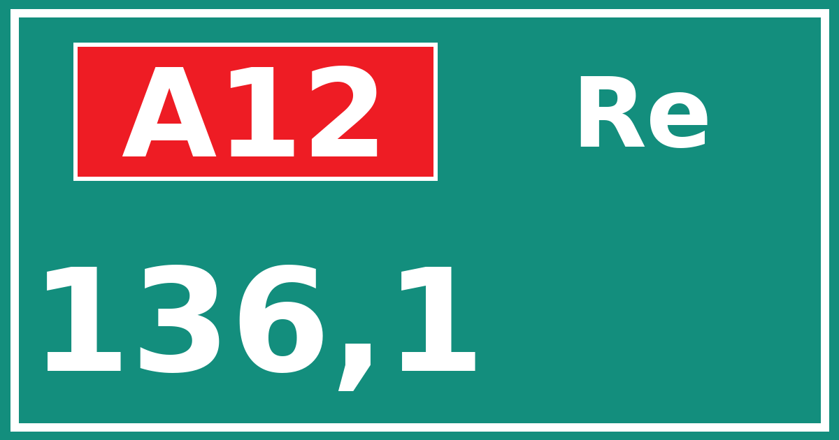 Hectometerbord A12 136,1 zijde Re