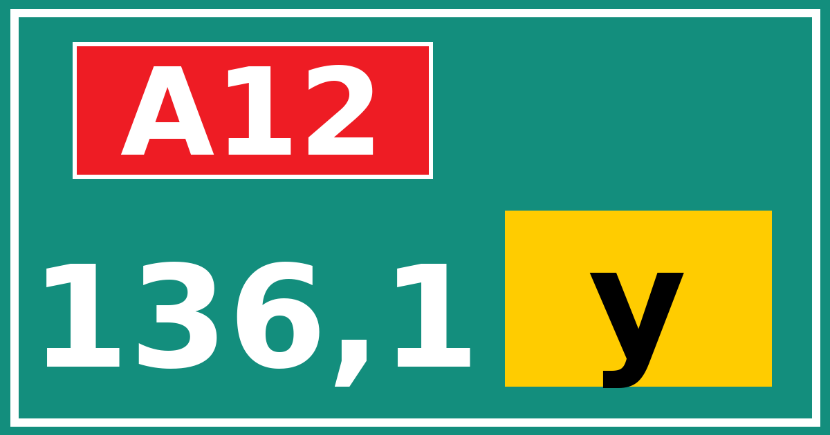 Hectometerbord A12 136,1 letter y
