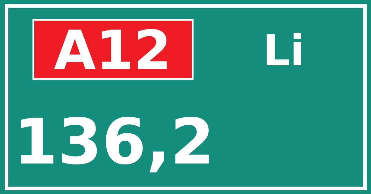 Hectometerbord A12 136,2 zijde Li