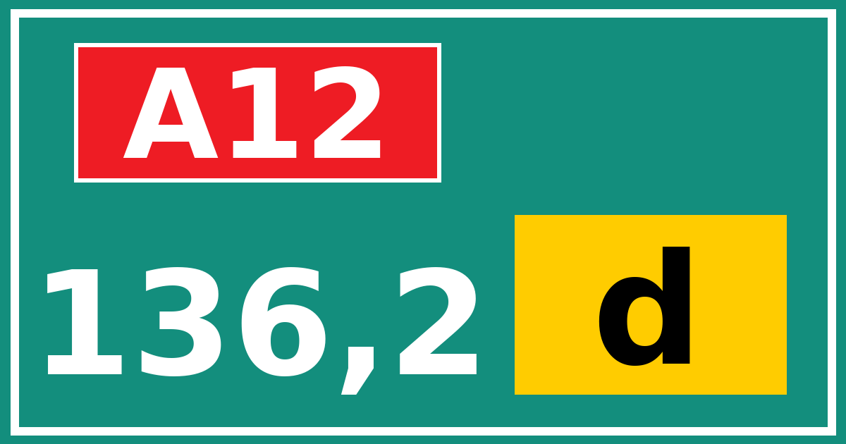 Hectometerbord A12 136,2 letter d