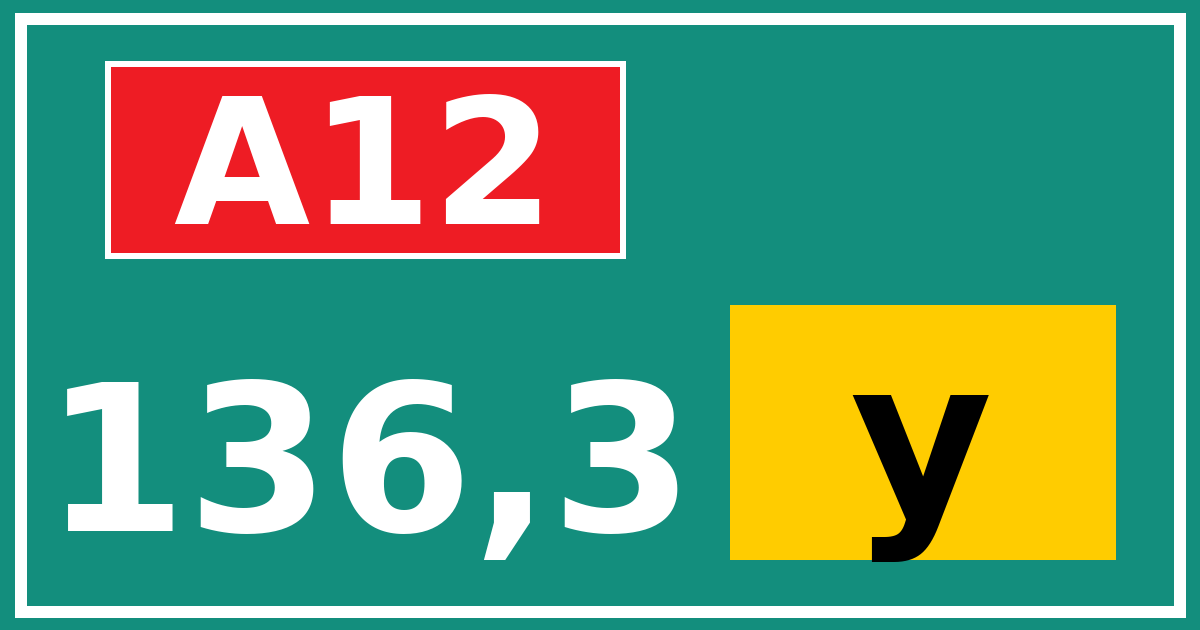 Hectometerbord A12 136,3 letter y