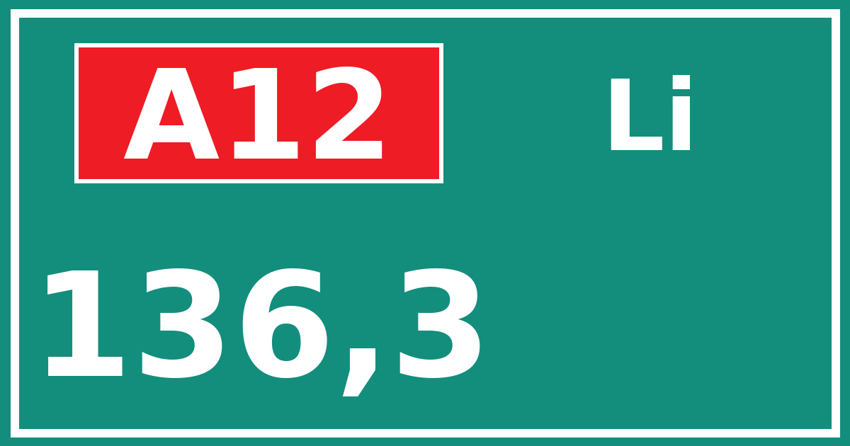 Hectometerbord A12 136,3 zijde Li