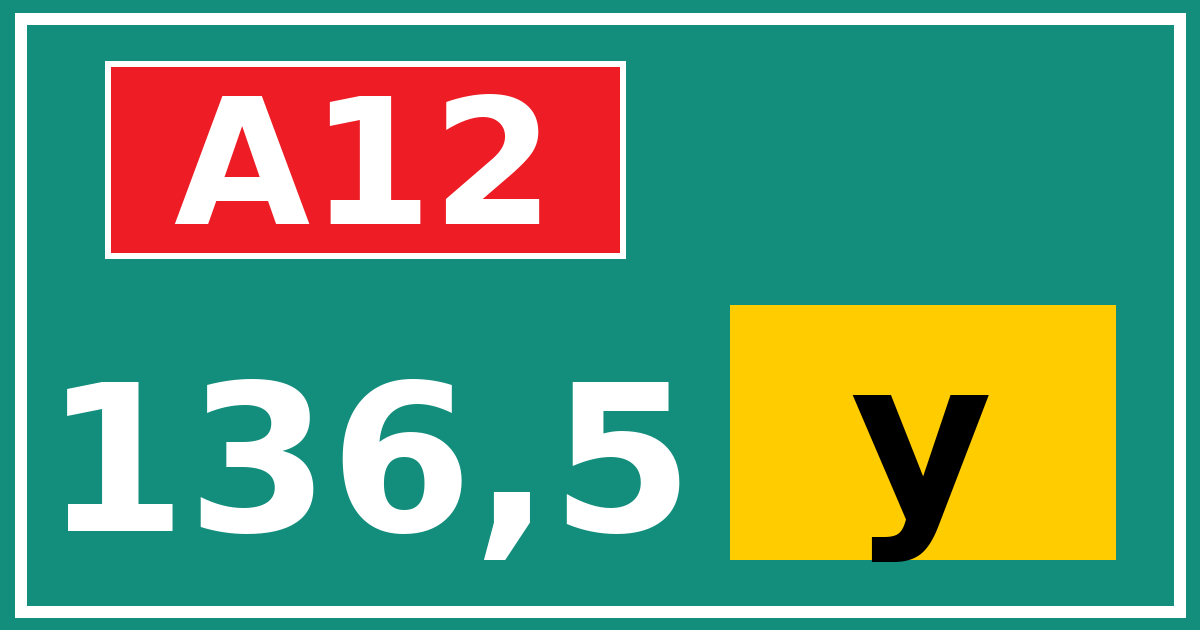 Hectometerbord A12 136,5 letter y