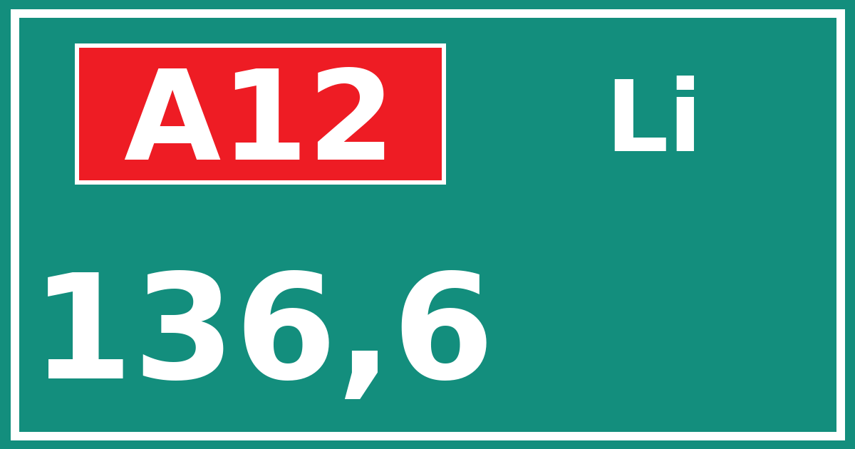 Hectometerbord A12 136,6 zijde Li