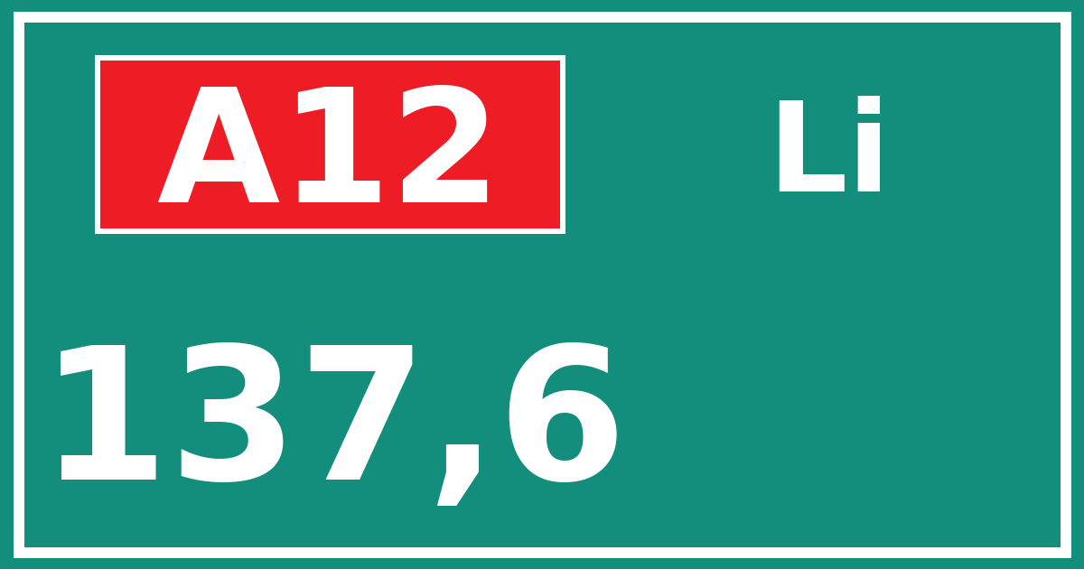 Hectometerbord A12 137,6 zijde Li