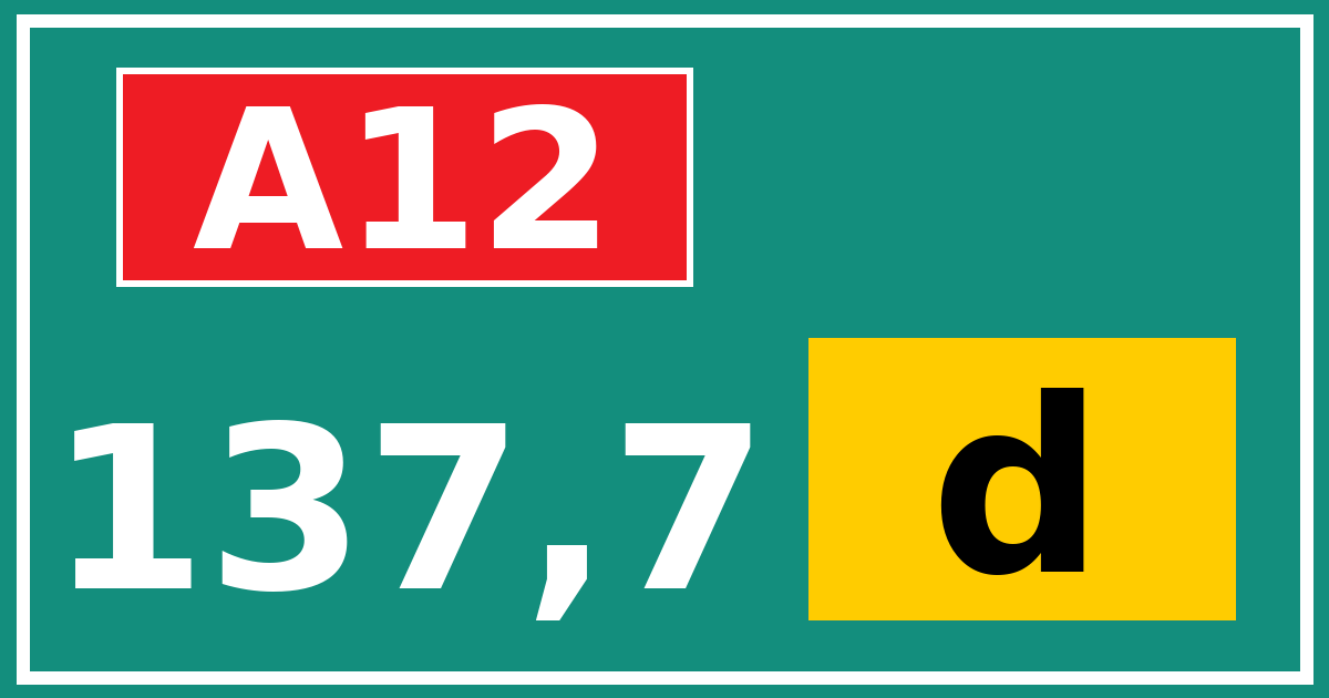 Hectometerbord A12 137,7 letter d