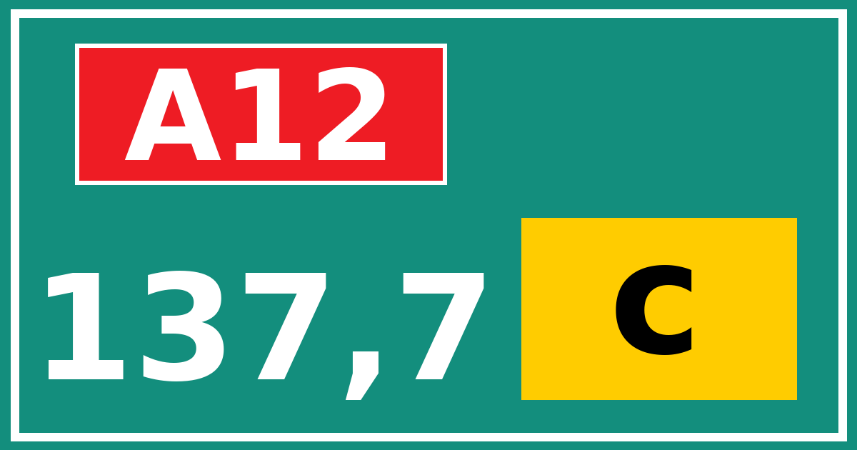 Hectometerbord A12 137,7 letter c