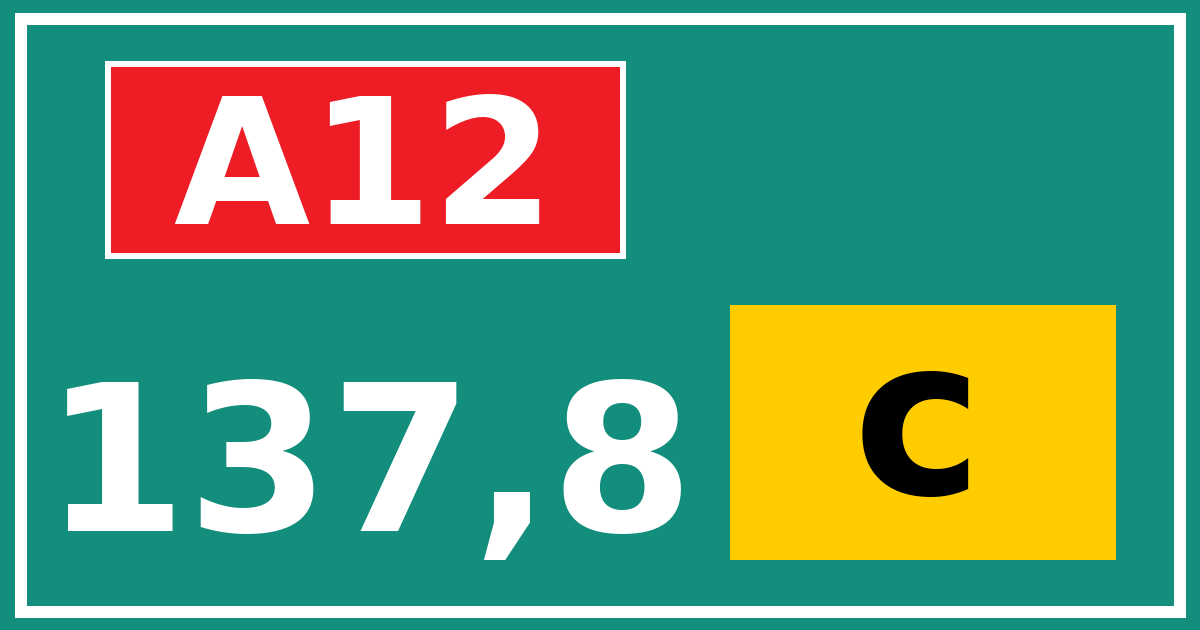 Hectometerbord A12 137,8 letter c