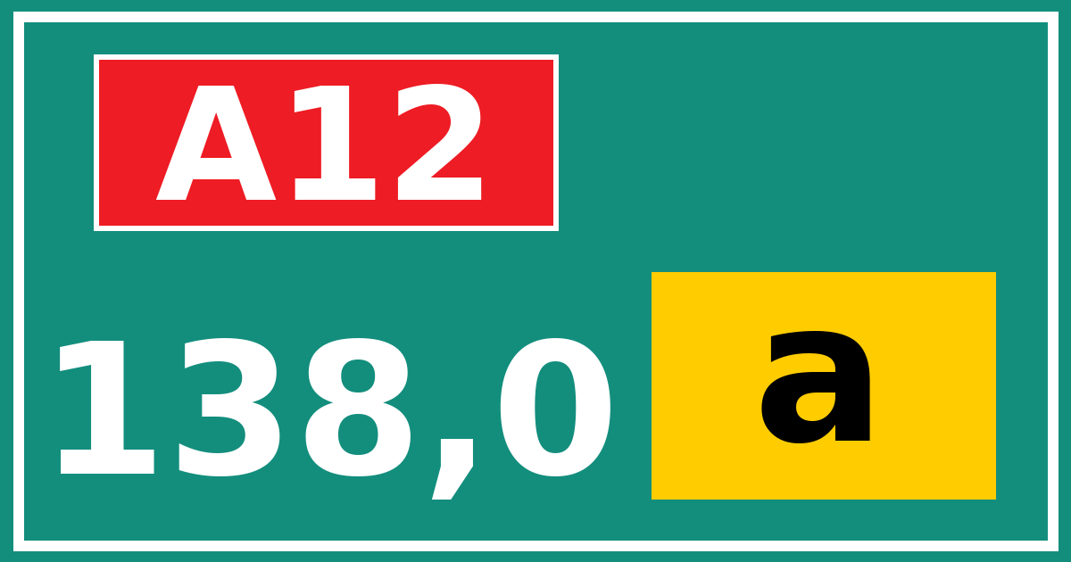 Hectometerbord A12 138,0 letter a