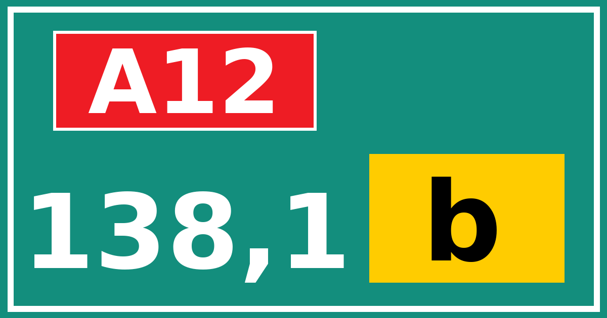 Hectometerbord A12 138,1 letter b