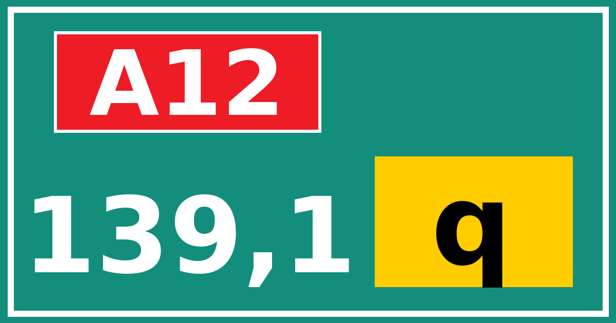 Hectometerbord A12 139,1 letter q