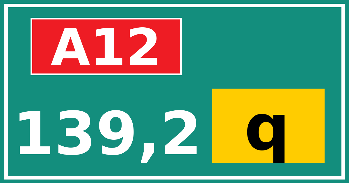 Hectometerbord A12 139,2 letter q