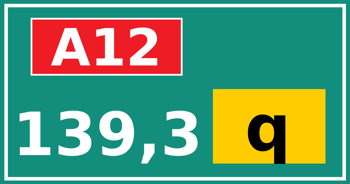 Hectometerbord A12 139,3 letter q