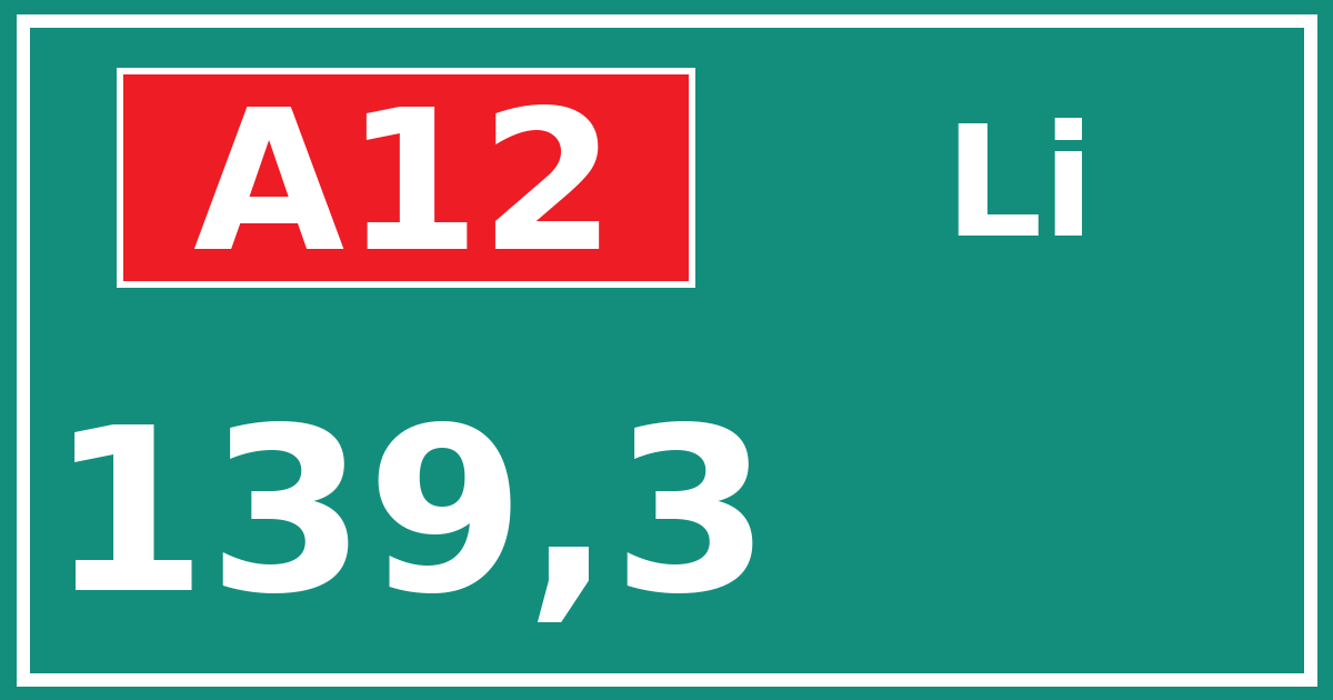 Hectometerbord A12 139,3 zijde Li
