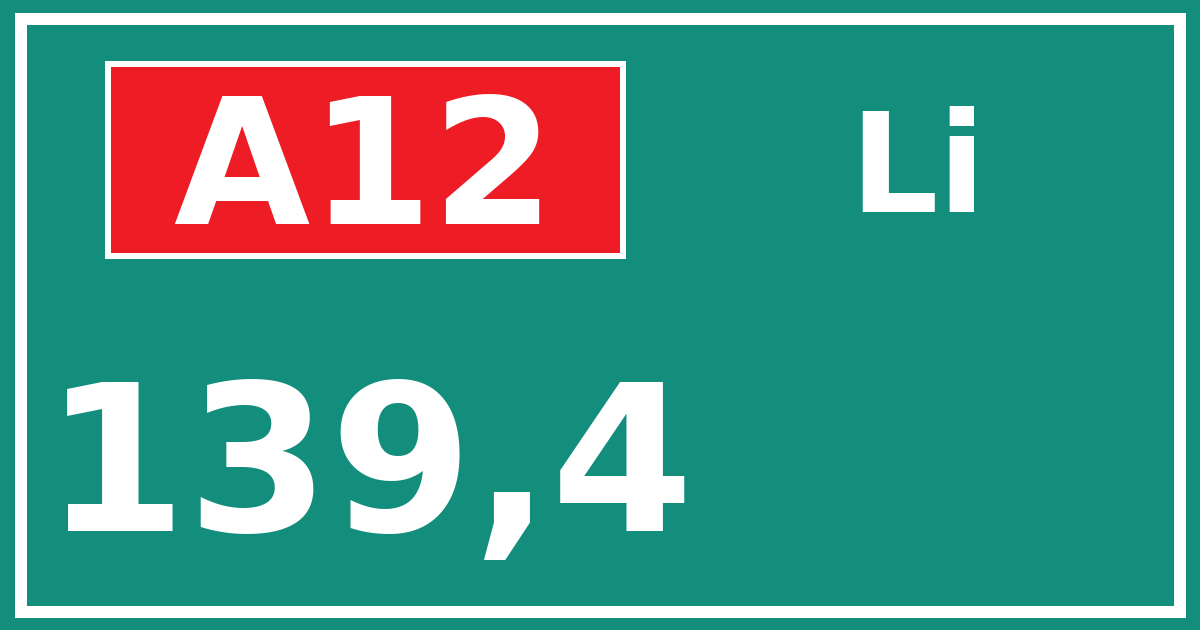 Hectometerbord A12 139,4 zijde Li