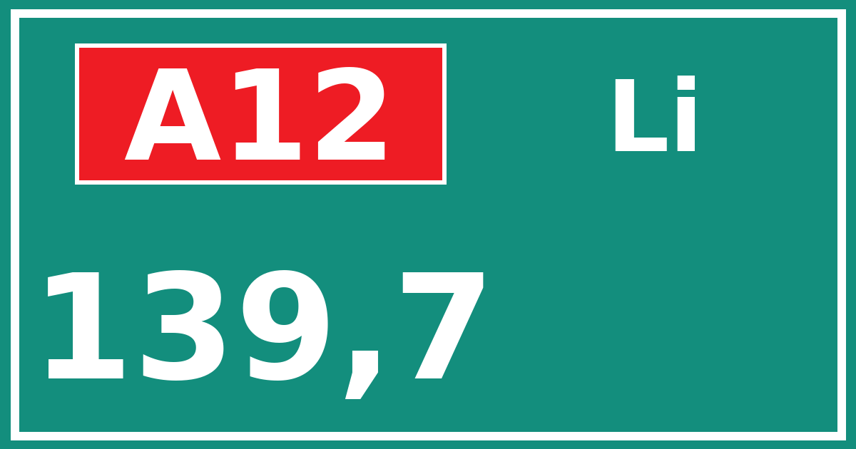 Hectometerbord A12 139,7 zijde Li