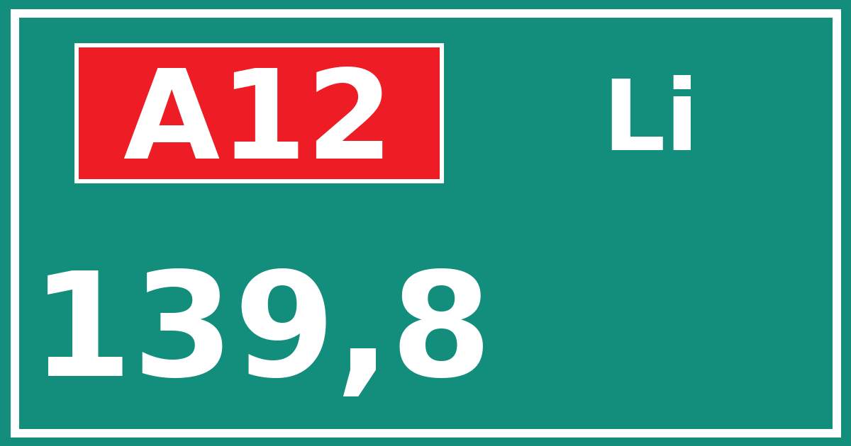 Hectometerbord A12 139,8 zijde Li