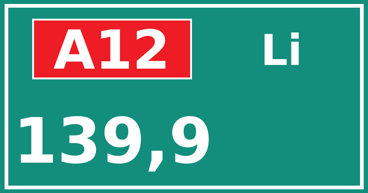 Hectometerbord A12 139,9 zijde Li