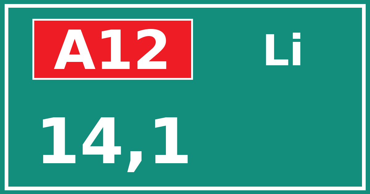 Hectometerbord A12 14,1 zijde Li