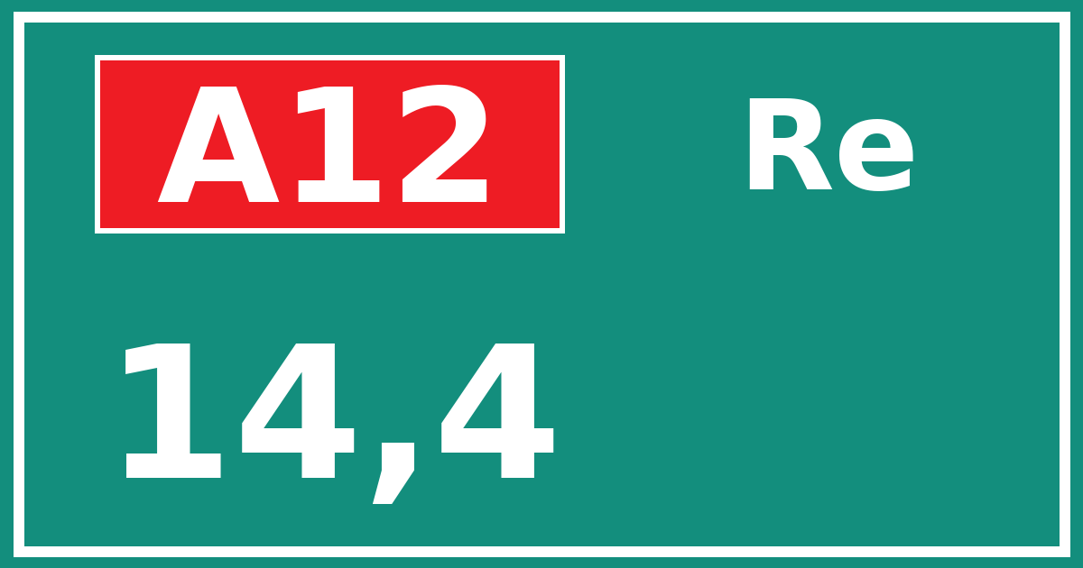 Hectometerbord A12 14,4 zijde Re