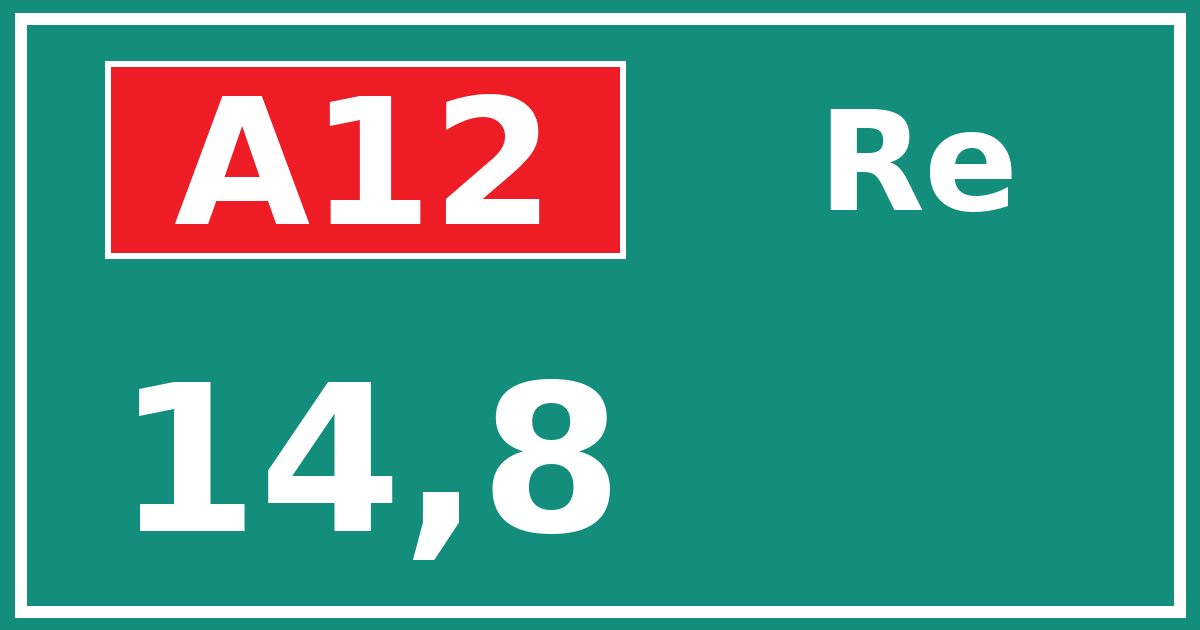 Hectometerbord A12 14,8 zijde Re