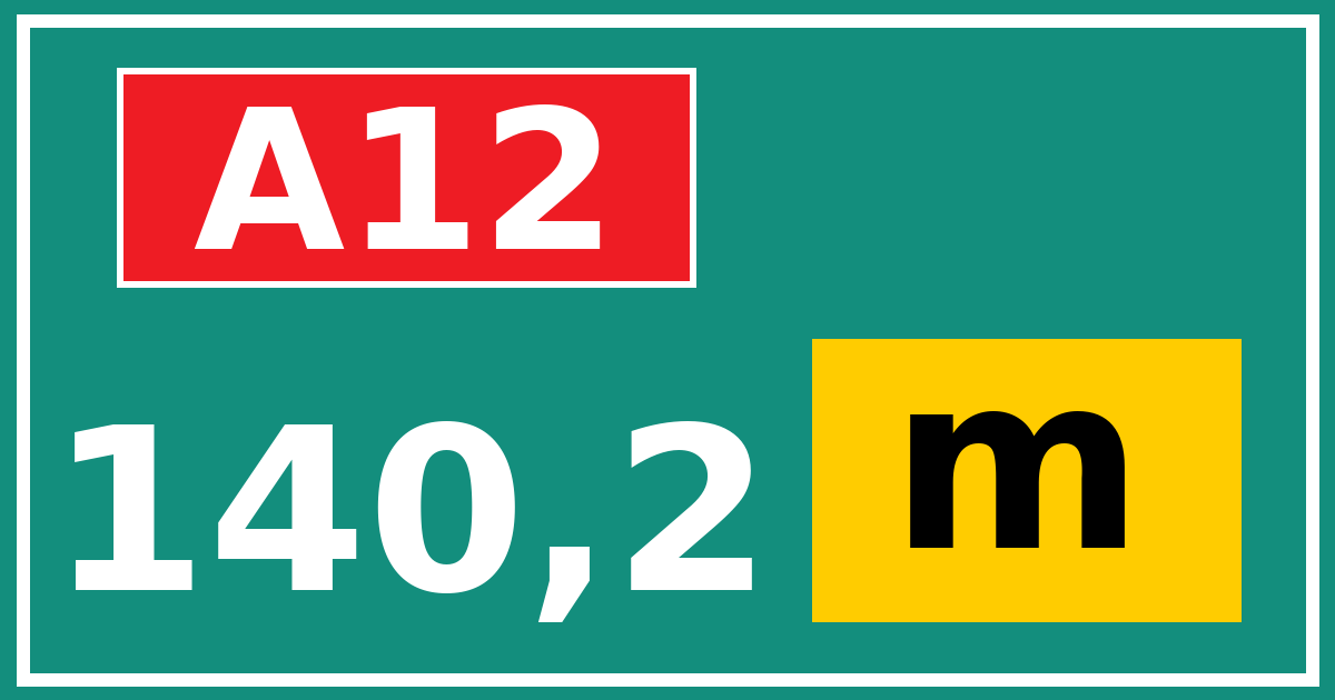 Hectometerbord A12 140,2 letter m