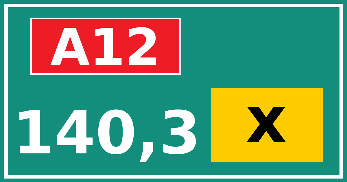 Hectometerbord A12 140,3 letter x