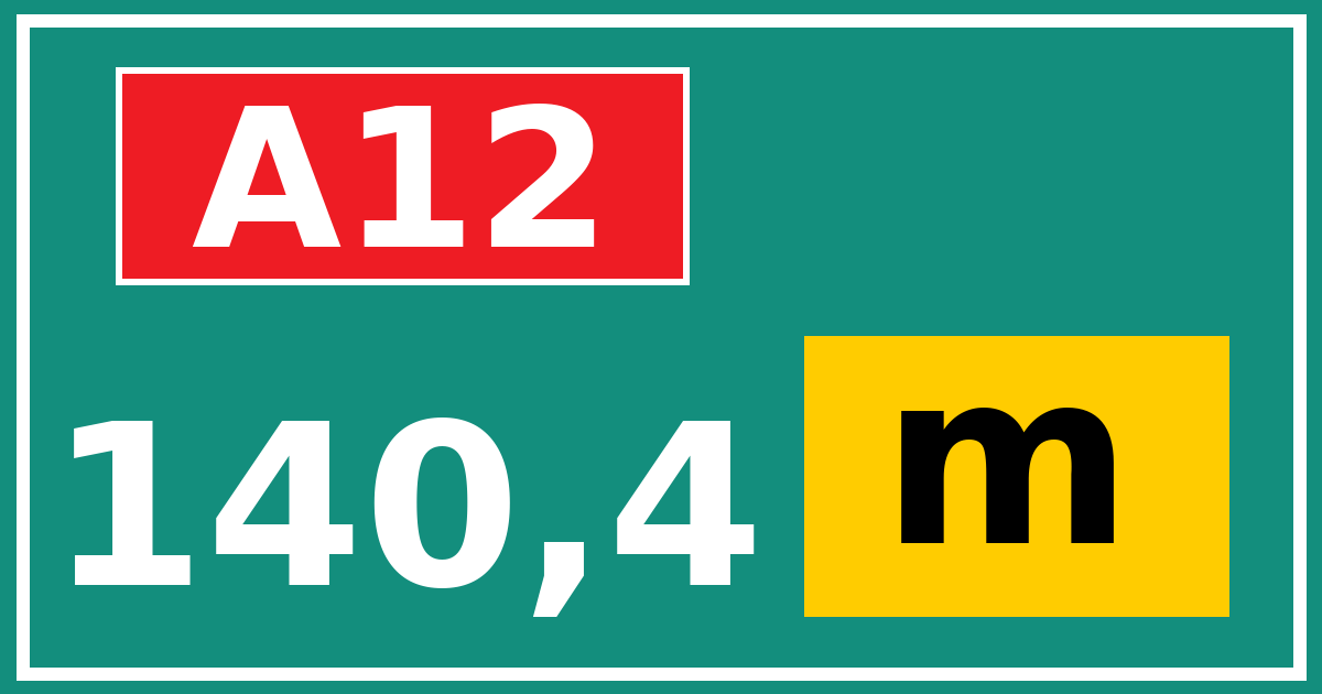 Hectometerbord A12 140,4 letter m