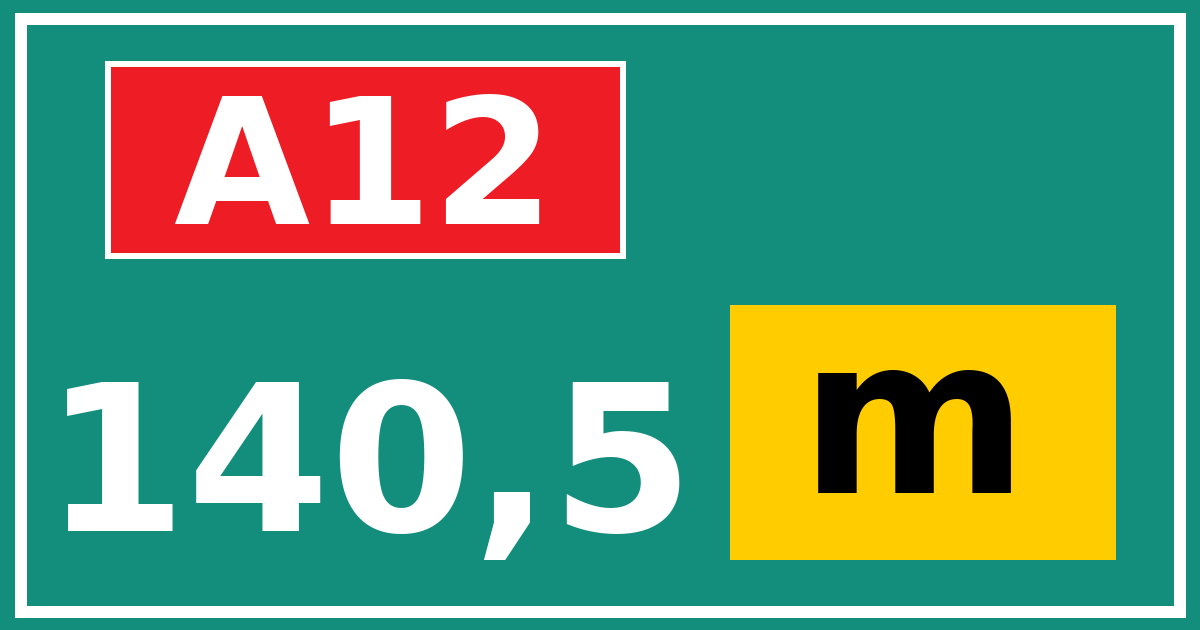 Hectometerbord A12 140,5 letter m