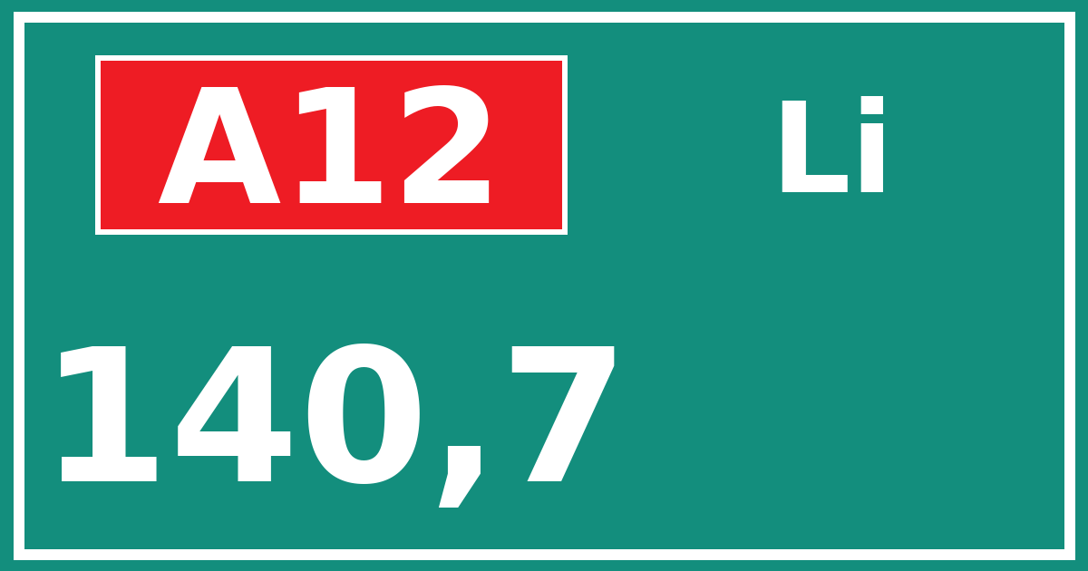 Hectometerbord A12 140,7 zijde Li