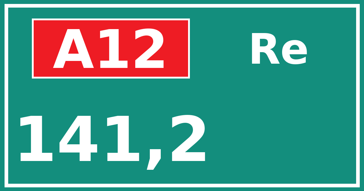 Hectometerbord A12 141,2 zijde Re