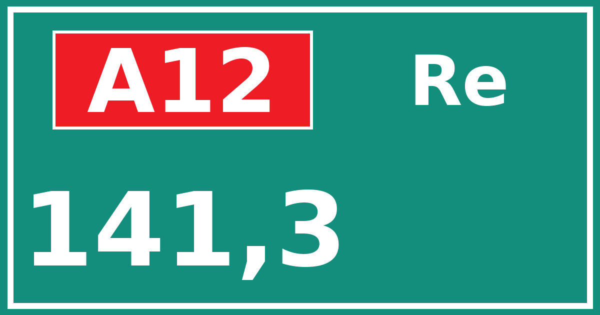 Hectometerbord A12 141,3 zijde Re