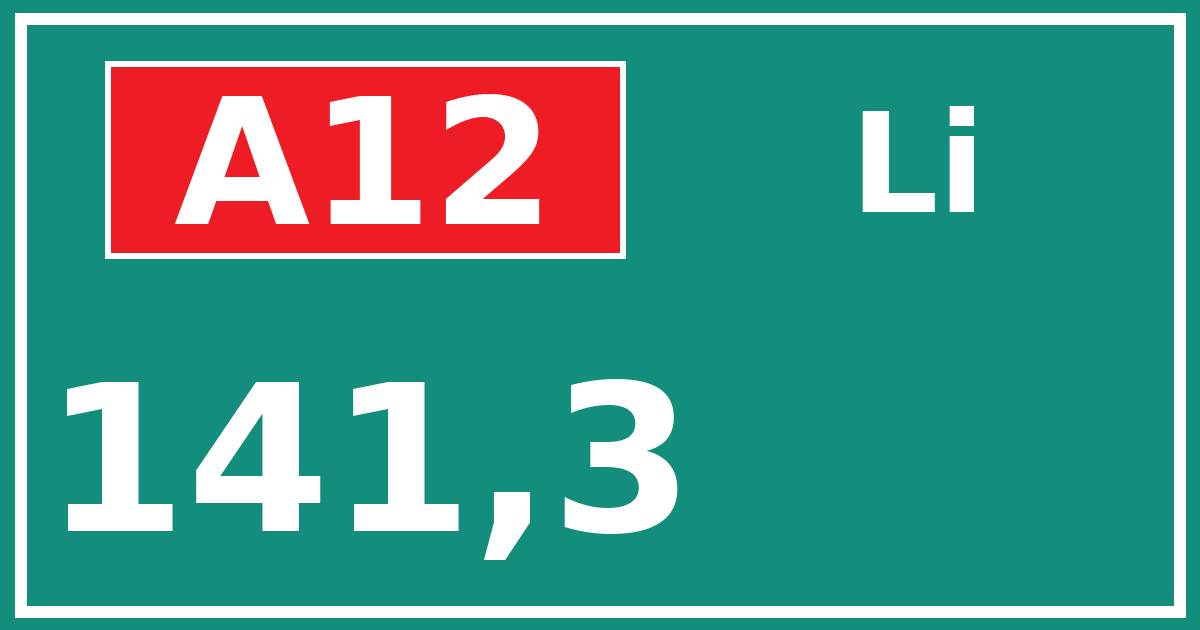 Hectometerbord A12 141,3 zijde Li