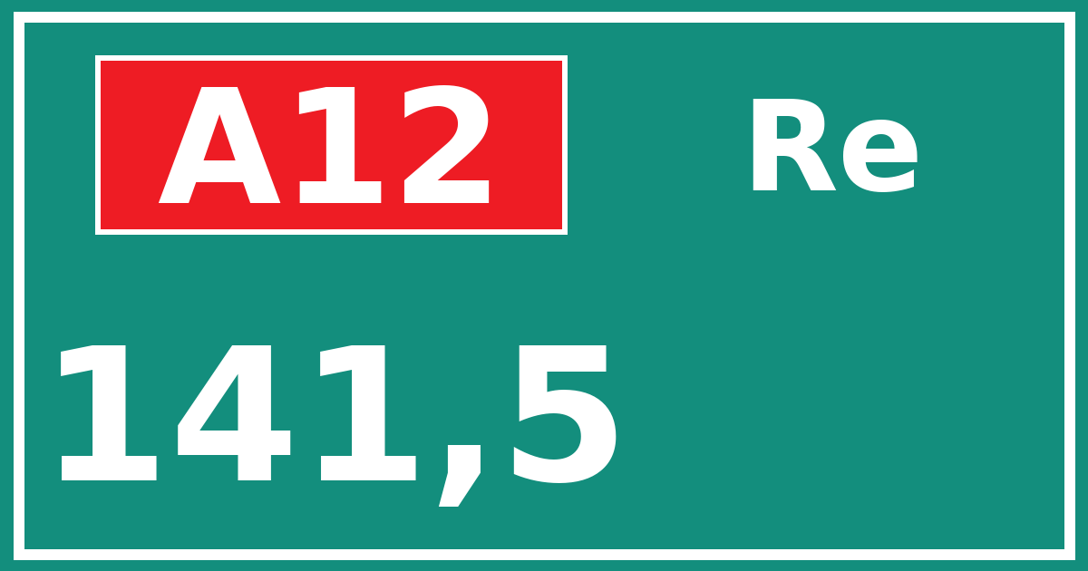 Hectometerbord A12 141,5 zijde Re