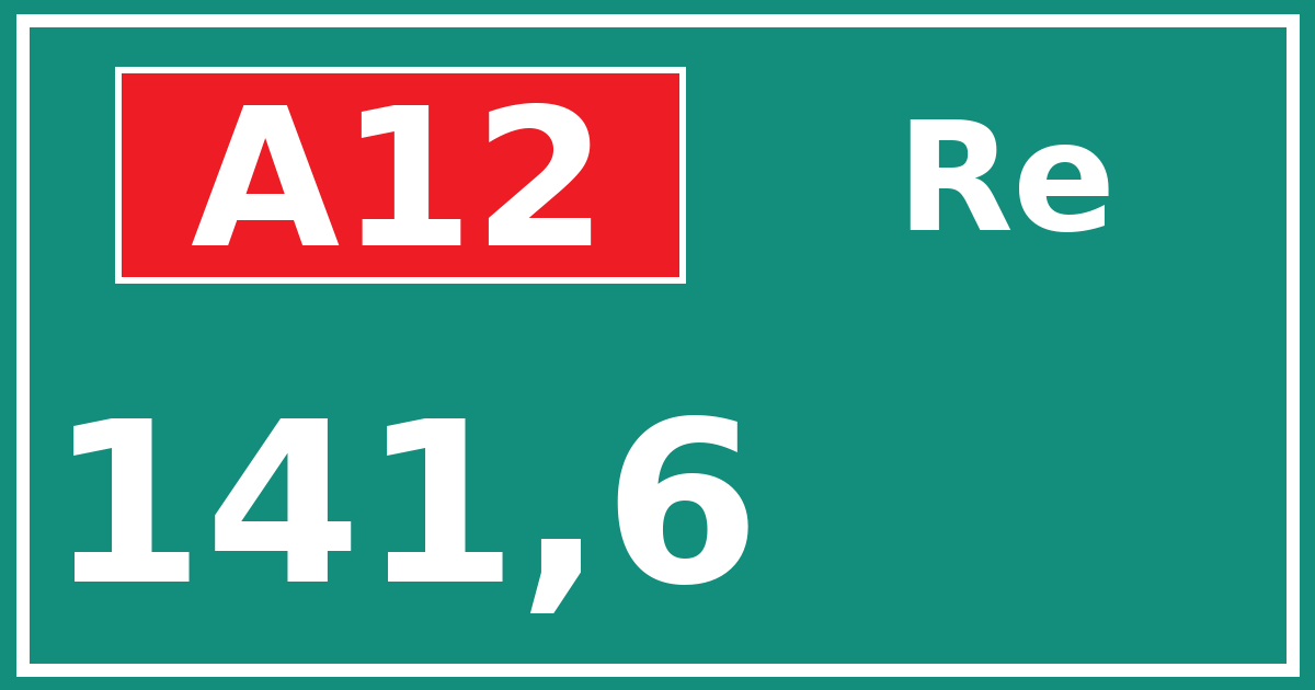 Hectometerbord A12 141,6 zijde Re