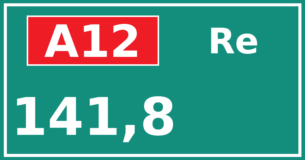 Hectometerbord A12 141,8 zijde Re