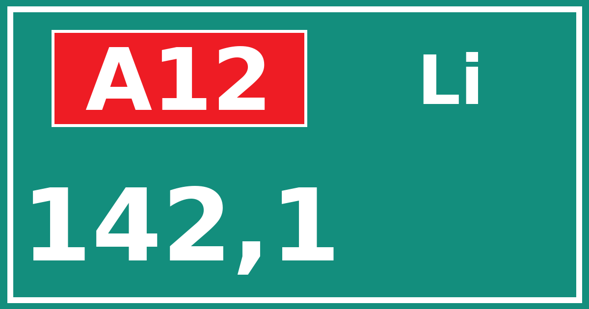 Hectometerbord A12 142,1 zijde Li