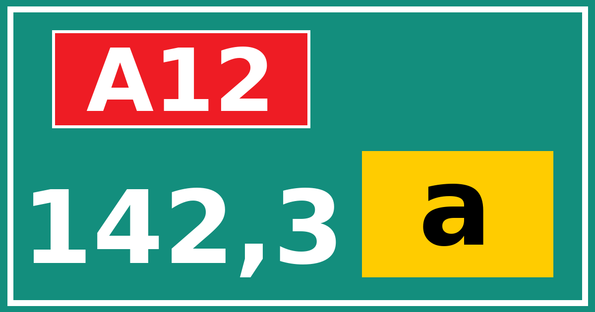 Hectometerbord A12 142,3 letter a