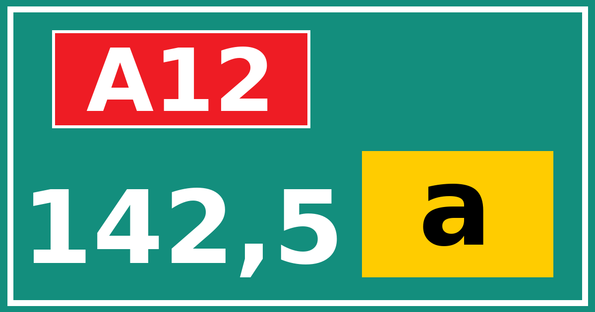 Hectometerbord A12 142,5 letter a