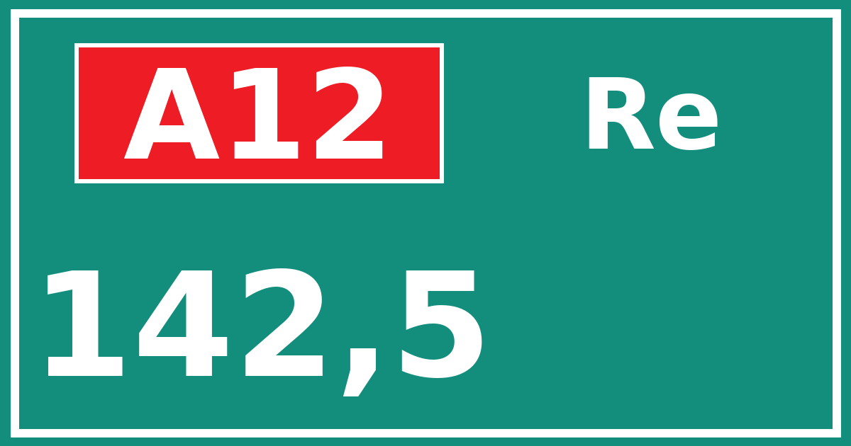 Hectometerbord A12 142,5 zijde Re