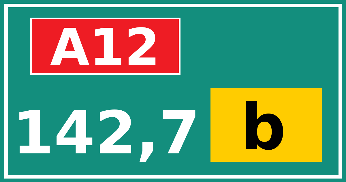 Hectometerbord A12 142,7 letter b
