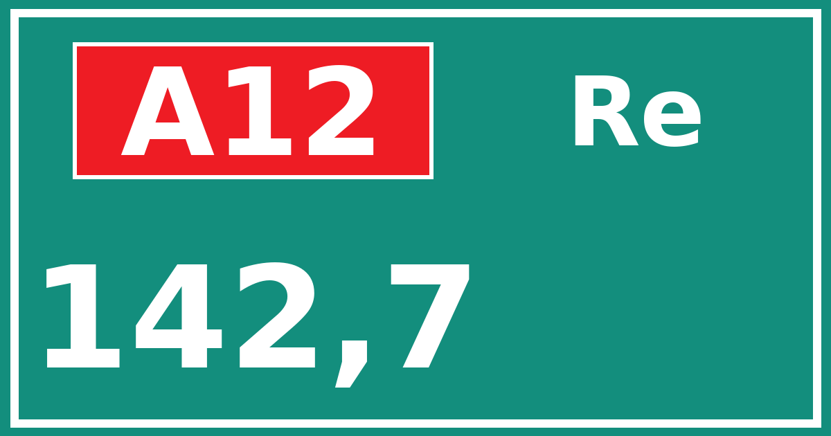 Hectometerbord A12 142,7 zijde Re