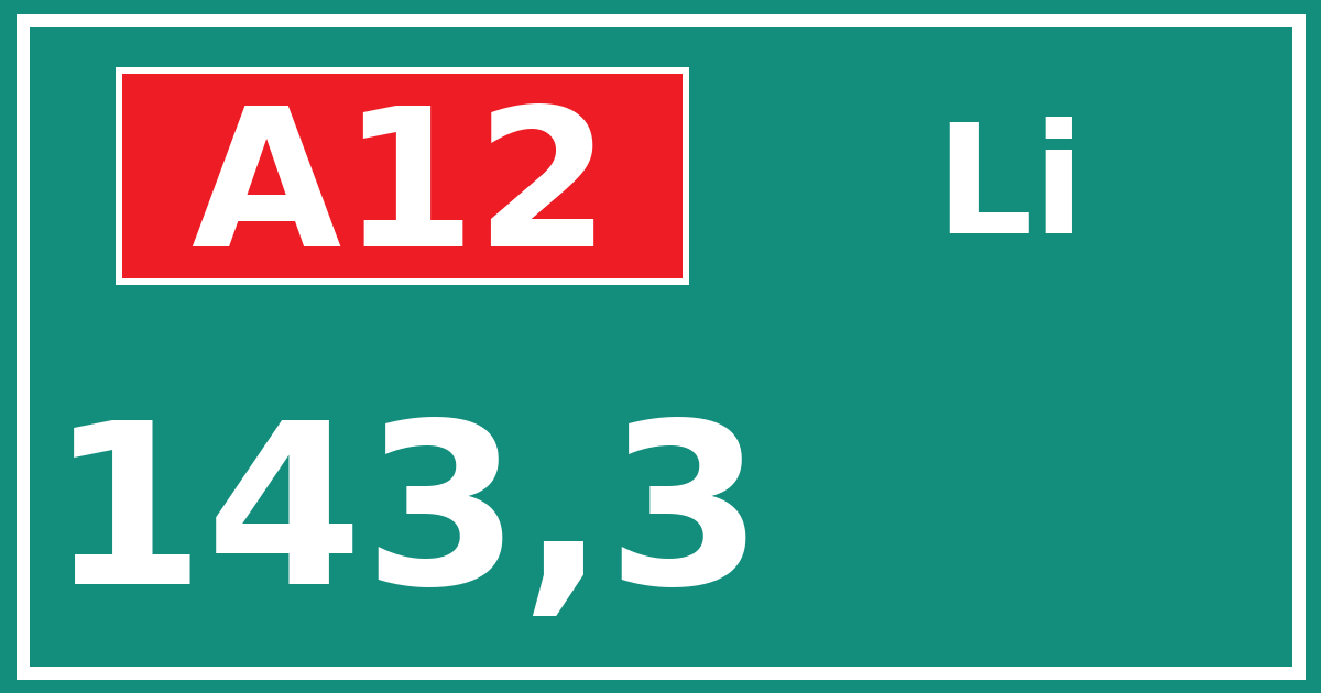 Hectometerbord A12 143,3 zijde Li