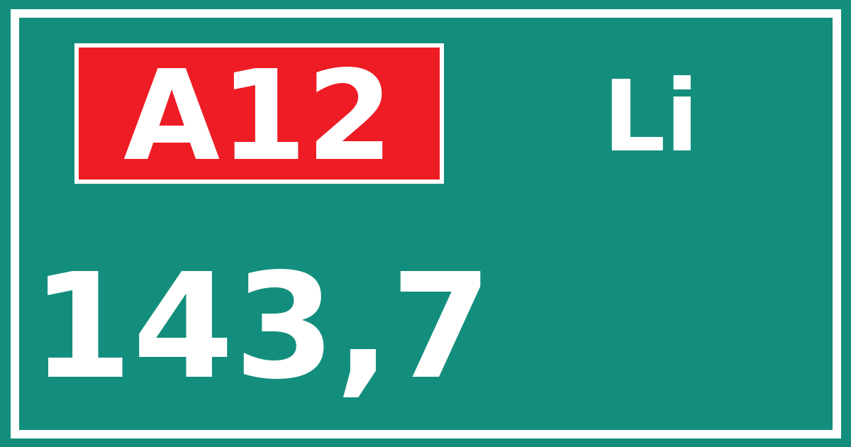 Hectometerbord A12 143,7 zijde Li
