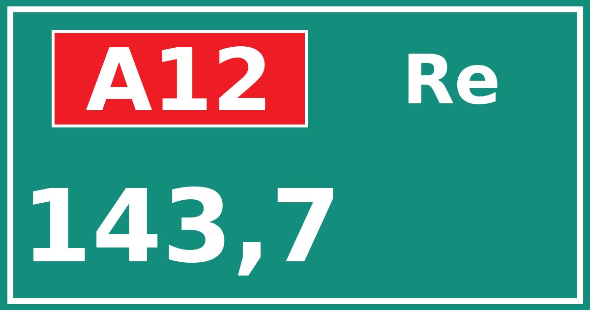 Hectometerbord A12 143,7 zijde Re